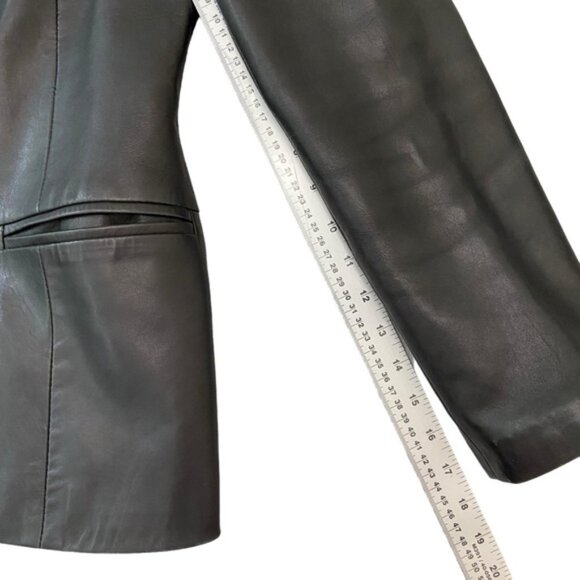 Danier genuine leather black blazer fitted jacket distressed lightweight Small - Picture 12 of 13